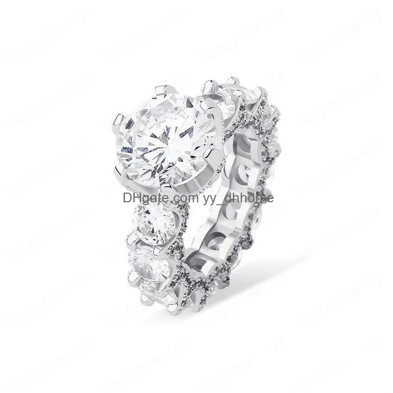 charming men women ring gold silver round sparkle bling cz diamond stone ring for men women ring jewelry gift