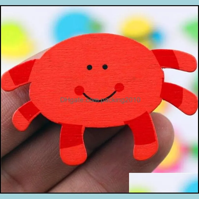 animal fridge magnets wooden cartoon magnetic paste decorate child student gift message post color frog starfish  whale 0 13hp