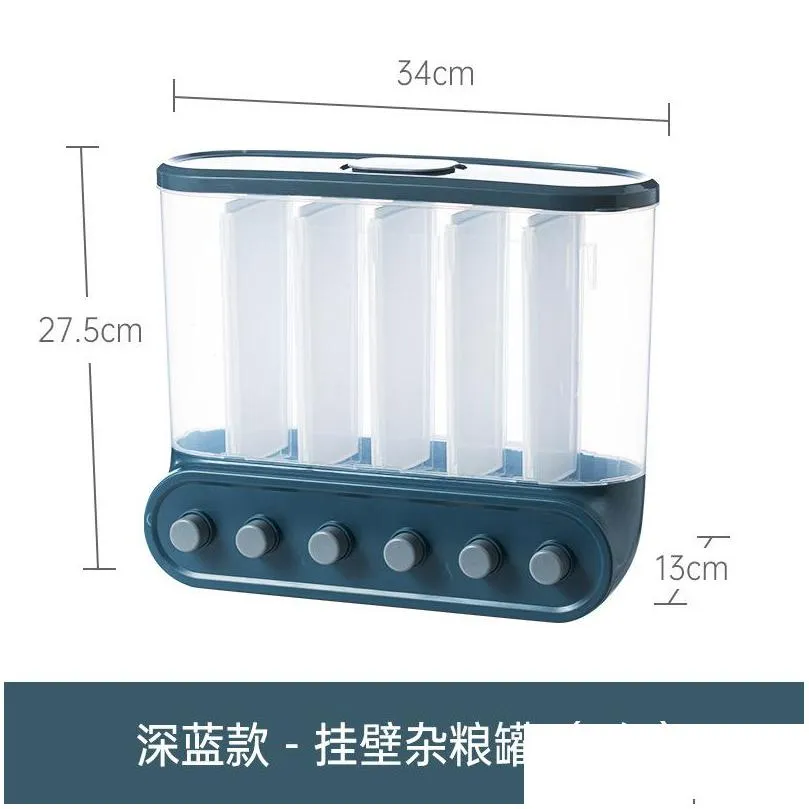 wall mounted cereals dispenser kitchen food storage containers rice grains transparent separate sealed jars 1247 d3