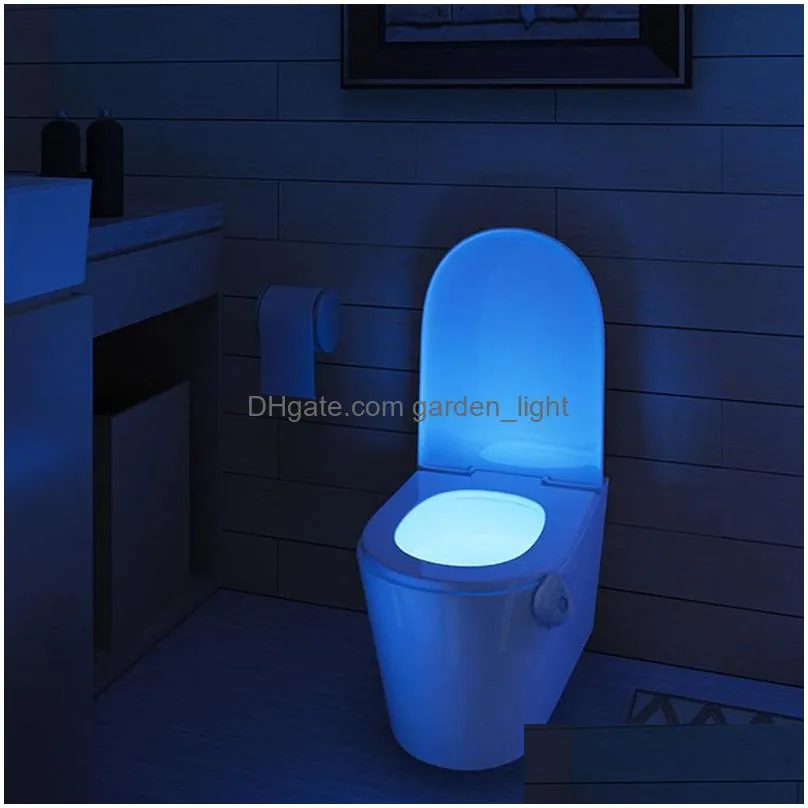 led toilet seat night light motion sensor wc light 8 colors changeable lamp battery powered backlight for toilet bowl child 10104