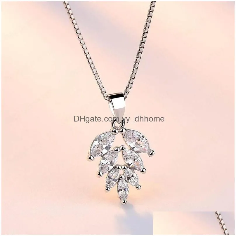 s925 sterling silver pendant necklace leaf charms necklaces wholesale