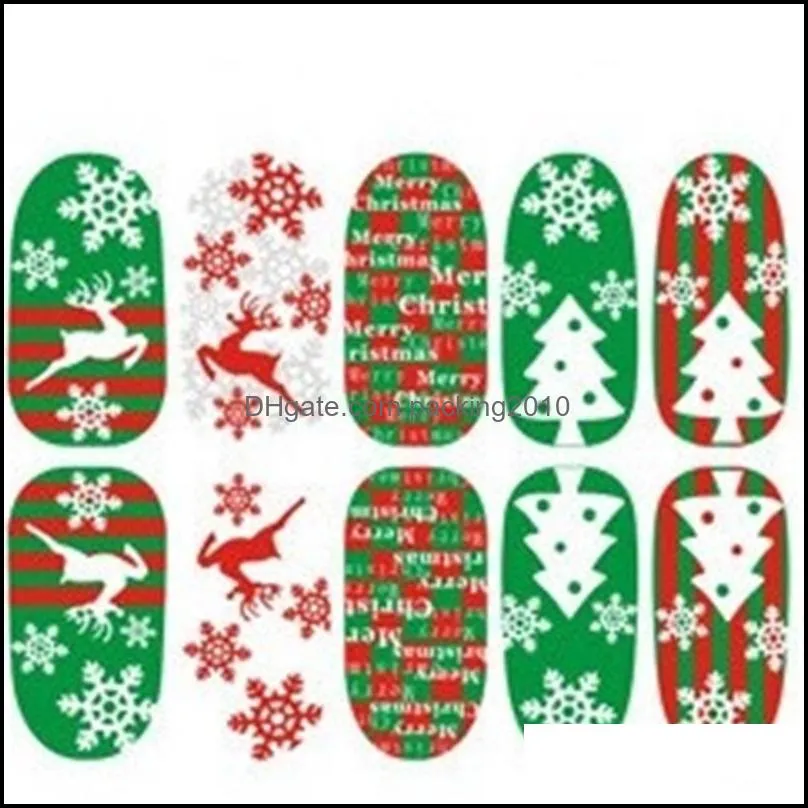 xmas style nail sticker christmas type nails art decor manicures decals snowflower christmastree pattern lady manicure tips 1ot