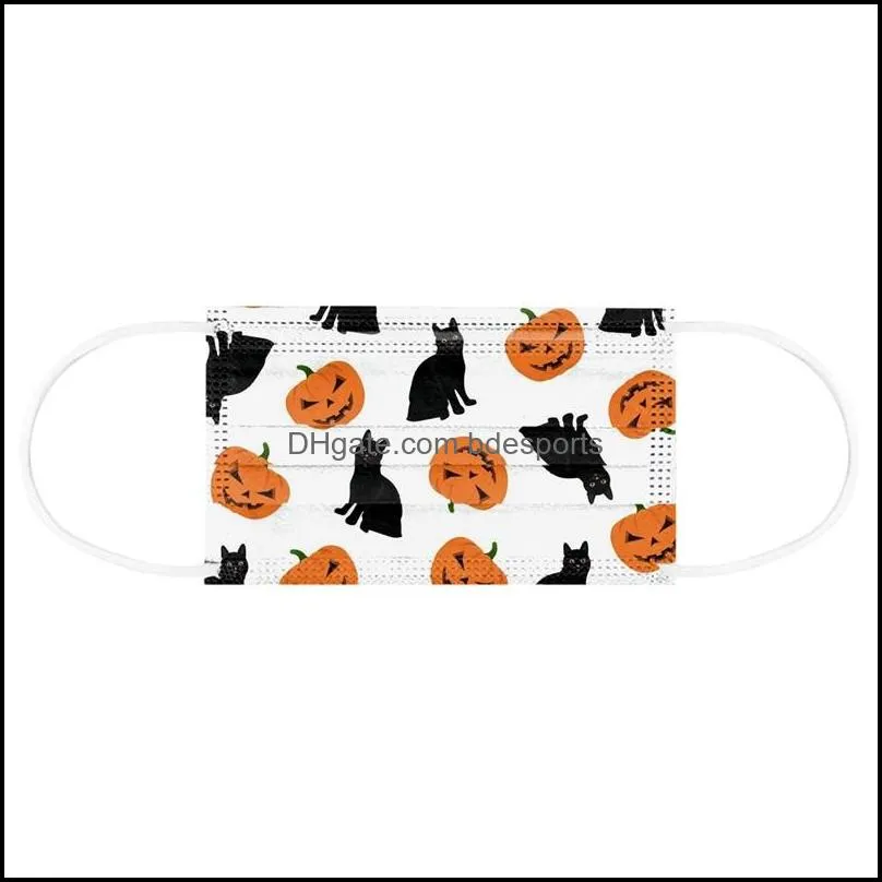fashion disposable face masks halloween adult kids cartoon pattern daily protection prevention nonwoven mask hh93307 1710 t2