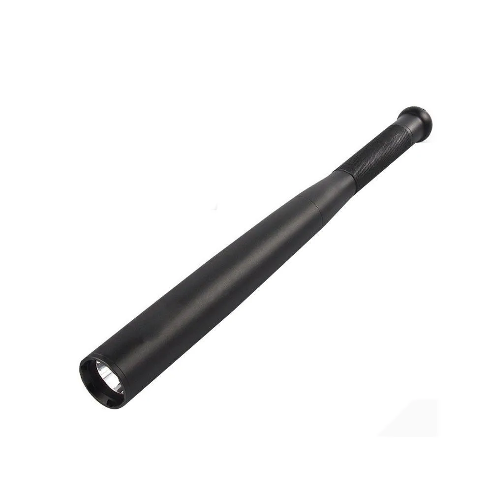 brelong 3 modes aluminum alloy flashlight baseball bat led selfdefense flashlight 36cm outdoor waterproof lighting black
