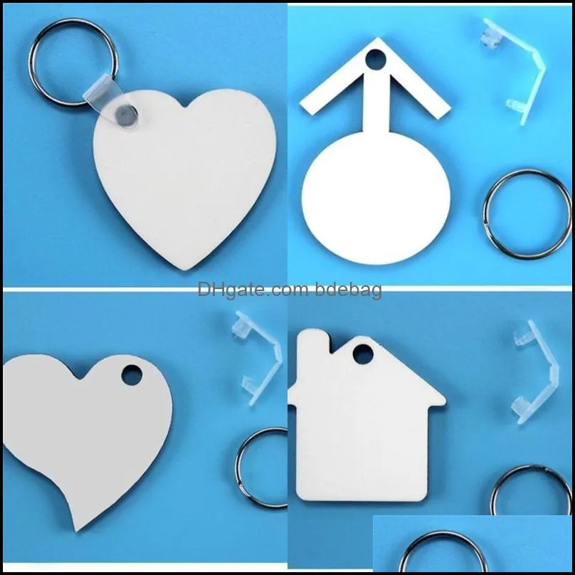 sublimation blanks keychains mdf woodiness twosided diy printable buckle keyring heartshaped square round printing arrival 1 5nw