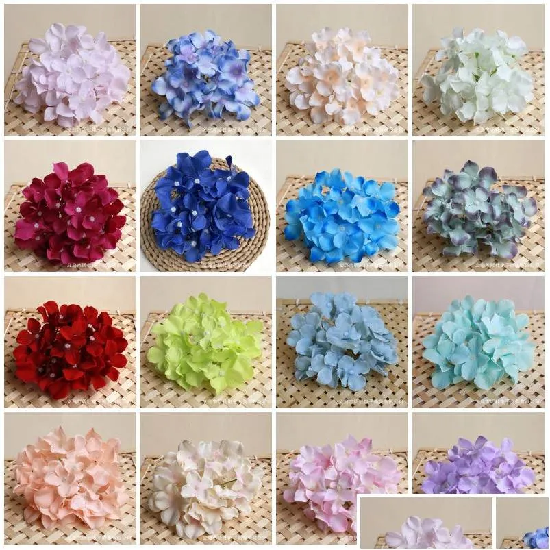 10pcs/lot colorful decorative flower head artificial silk hydrangea diy home party wedding arch background wall 2910 t2