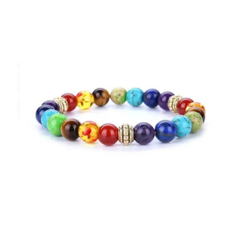 100 all natural stone lava stone tiger eye beads 7 chakra bracelet for women men yoga buddha player bracelets