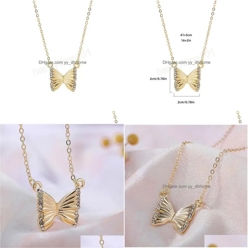 simple gold color metal butterfly pendant necklace for women fashion geometric animal link chain choker necklace jewelry