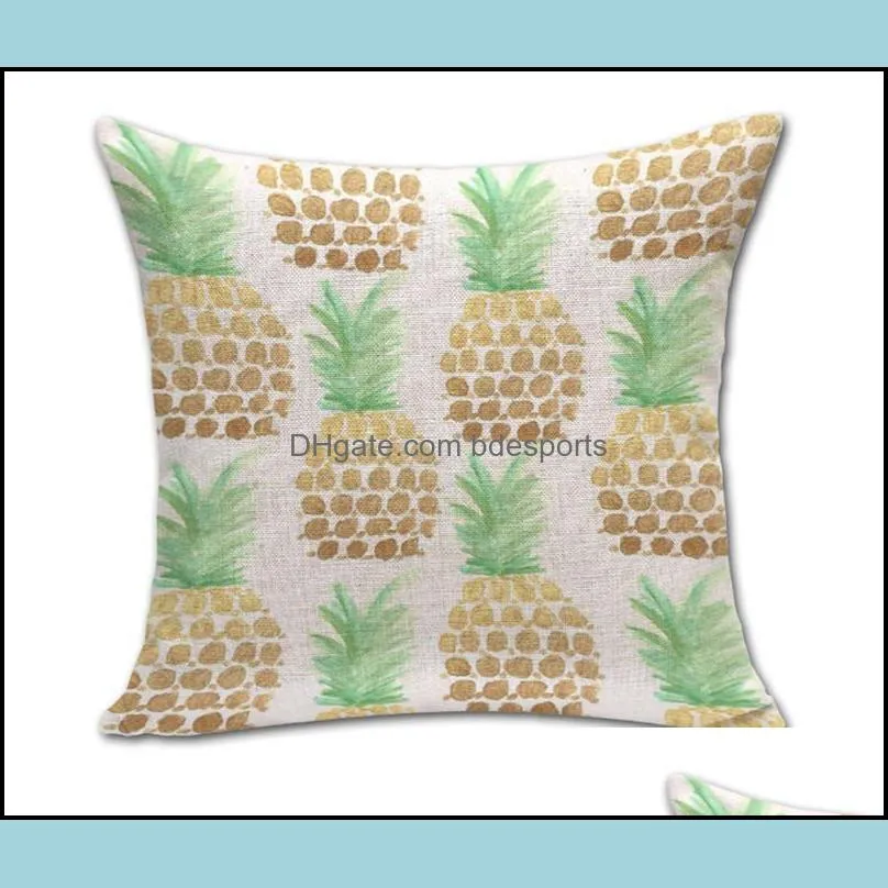 gold pineapple pattern painting pillowcase artistic creativity cushion cover cotton and linen design home colourful soft fluffy conven