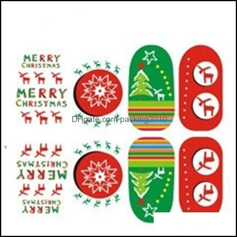 xmas style nail sticker christmas type nails art decor manicures decals snowflower christmastree pattern lady manicure tips 1ot