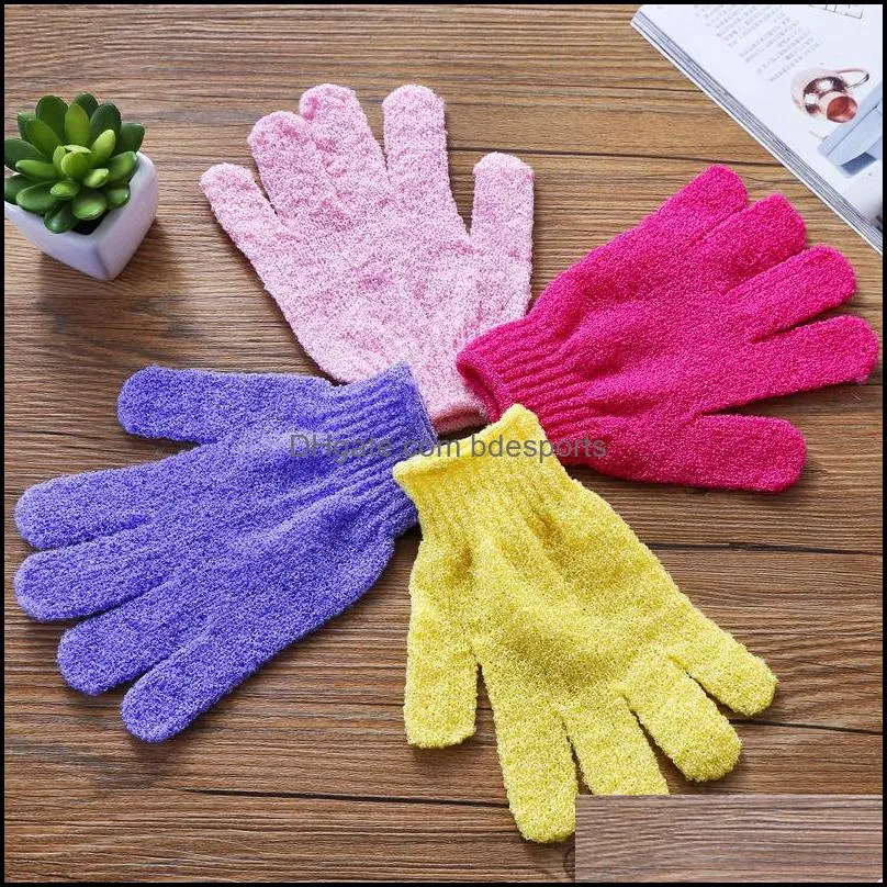  colorful nylon body cleaning bath gloves exfoliating bath gloves fivefinger bath gloves household products 93 j2