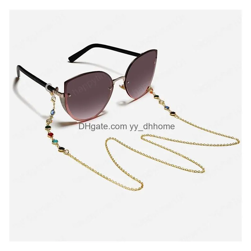 crystal copper chain cords glasses chain fashion women sunglasses accessories lanyard hold straps