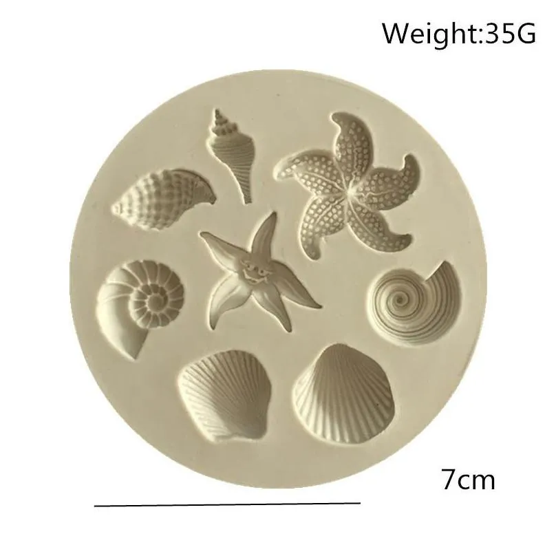 starfish cake mould ocean biological conch sea shells chocolate silicone mold diy kitchen liquid tools 5527 q2