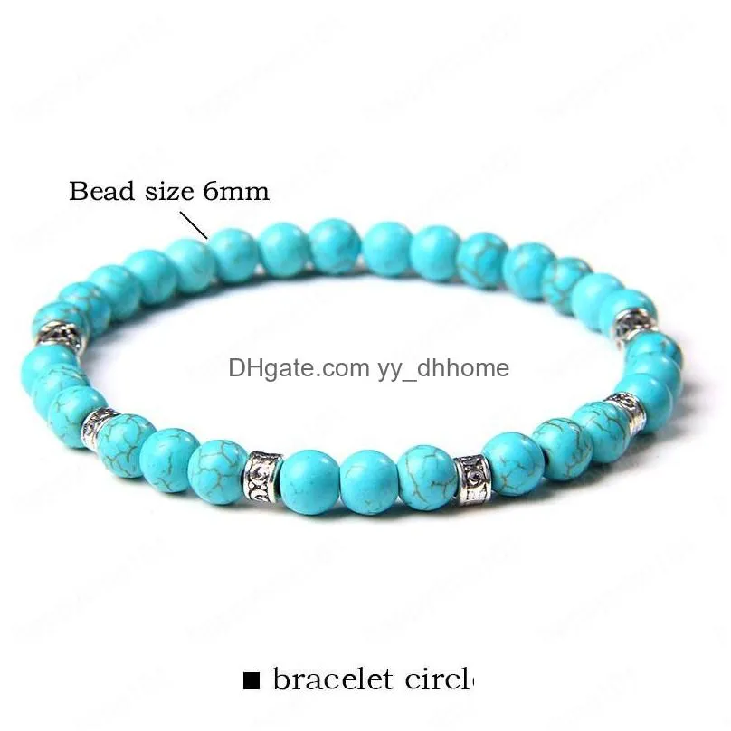 6mm natural stones beads bracelets turquoises strand bracelets male female exquisite jewelry gift