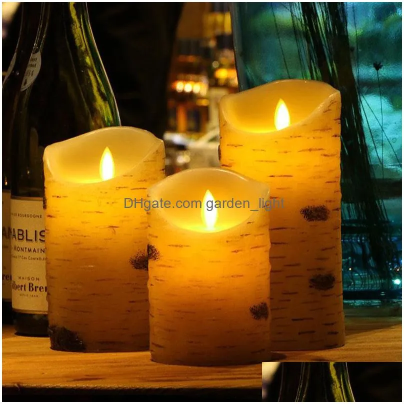 flashing candle candle birch 6 piece set birch bark battery candle simulation candle with remote timer