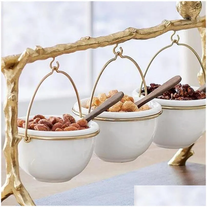 dishes plates gold oak branch snack bowl stand christmas candy decoration display home party specialty rack 5743 q2