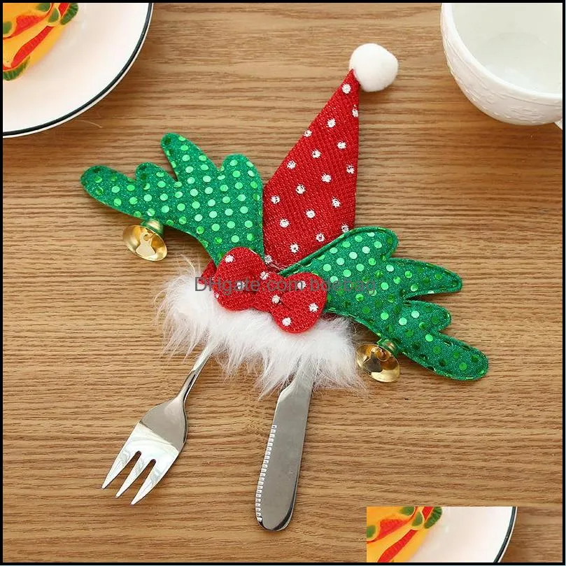christmas festival supplies party favor knife fork bag festivals hat wings modeling knifes forks sleeve red green wing cutlery cover 1 9mg