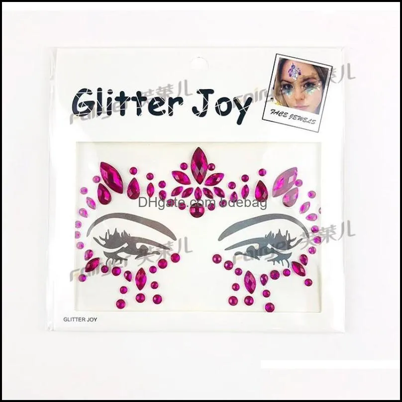 resin diamond sticker bling design glitter joy crystal tattoo stickers for women face forehead paster wedding make up decorations 4 6yy