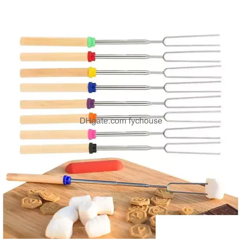 telescoping reusable barbecue skewers tool stainless steel bbq tools grill roasting sticks camping picnic shish kebab marshmallow stick kitchen gadgets