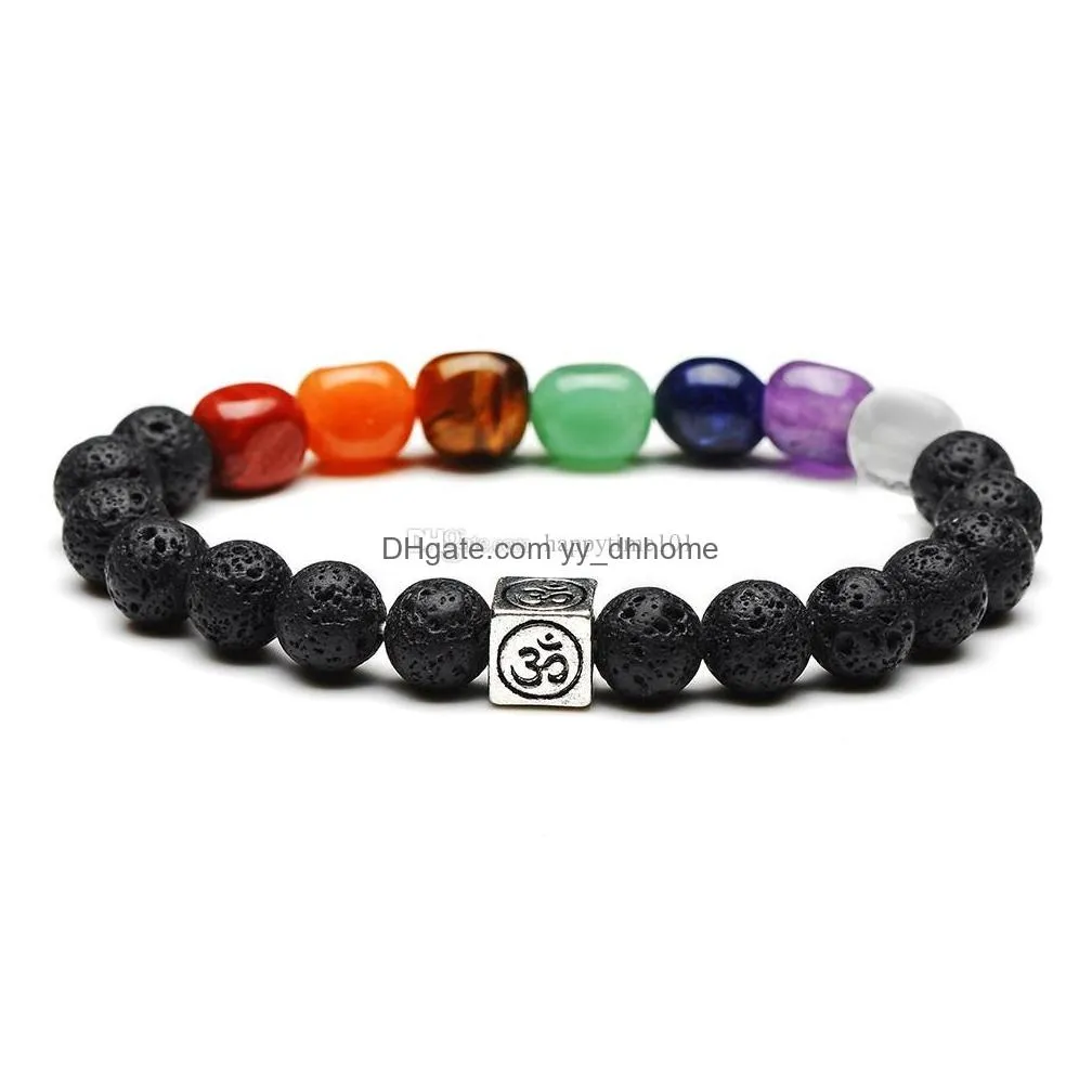 fashion natural black lava stone bracelet 7 chakra lava aromatherapy essential oil diffuser bracelet for women men
