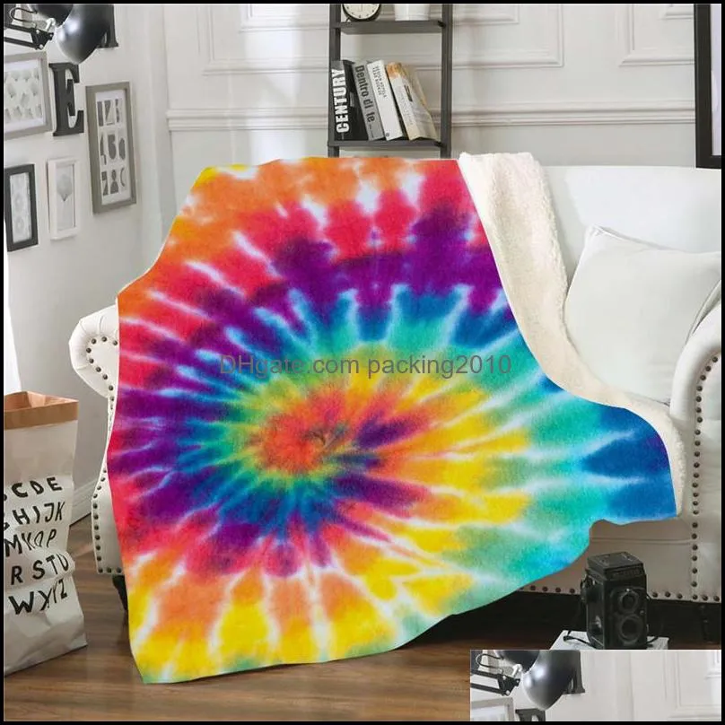 rainbow spiral series throw blankets double layer thickened 3d digital printed sofa blanket fit officeadult child nap 70ql e1
