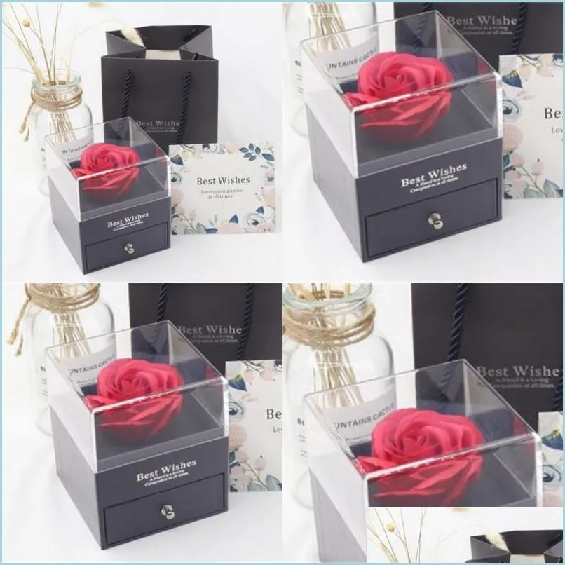 rose flower jewelry boxes romantic valentine mother day necklace ring immortal flower box jewelry boxes gift wrap birthday gift 64 o2