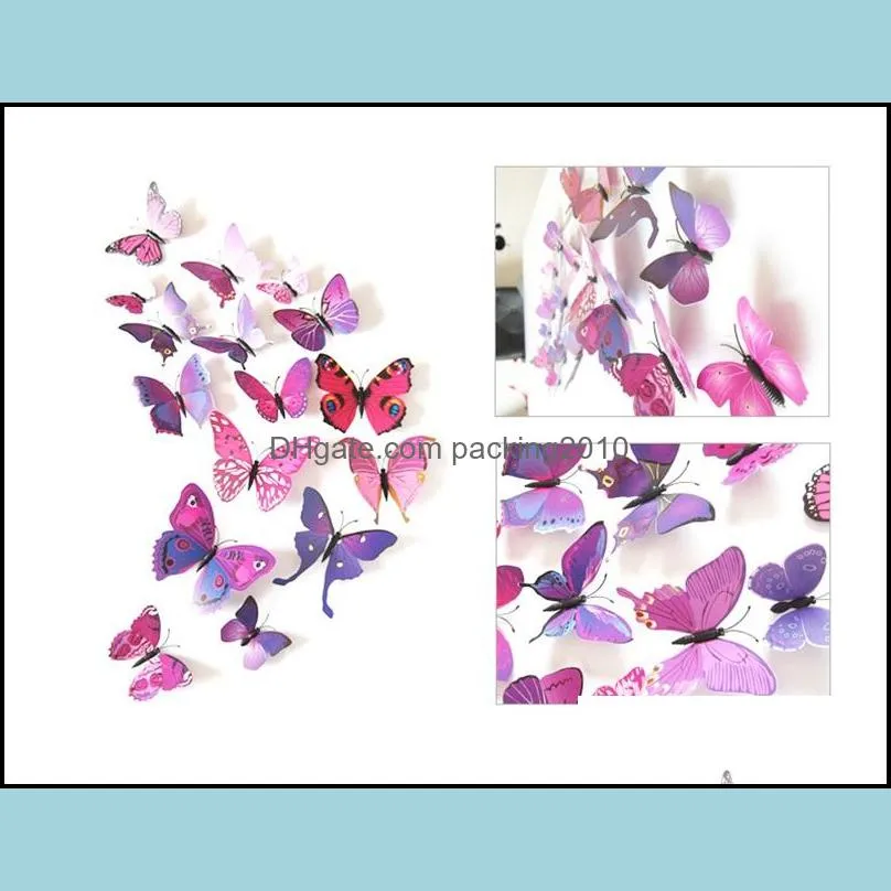 3d simulation butterfly fridge magnets home animal pvc kids rooms wall stickers wedding brooch hair accessories ornament 1 6dj