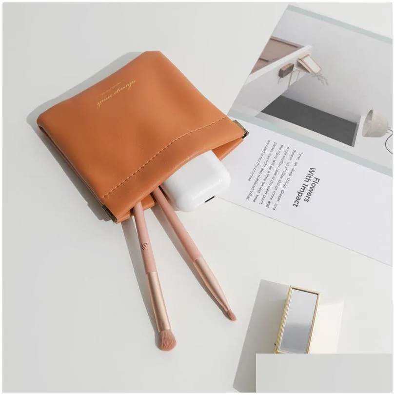 lady cosmetic storage bag small portable protective sleeve mini pu leather bags earphone sundries lipstick 5794 q2