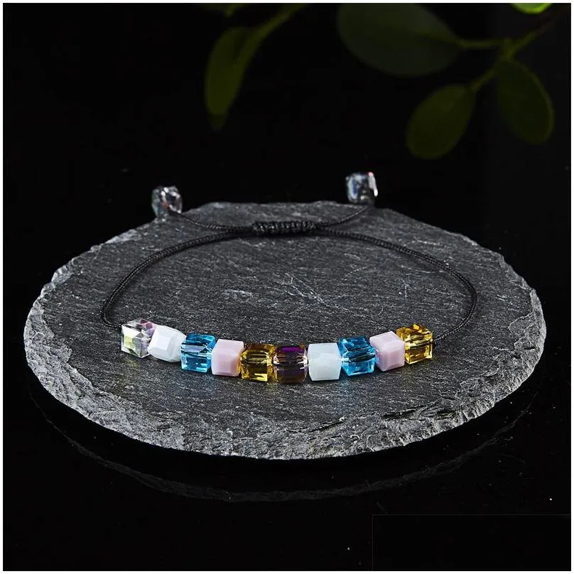 fashion simplicity beaded strands chain bracelet colorful seven chakras crystal versatile hand ornament women jewelry 3 9yh t2