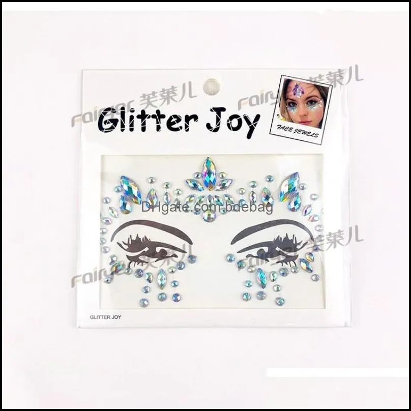 resin diamond sticker bling design glitter joy crystal tattoo stickers for women face forehead paster wedding make up decorations 4 6yy
