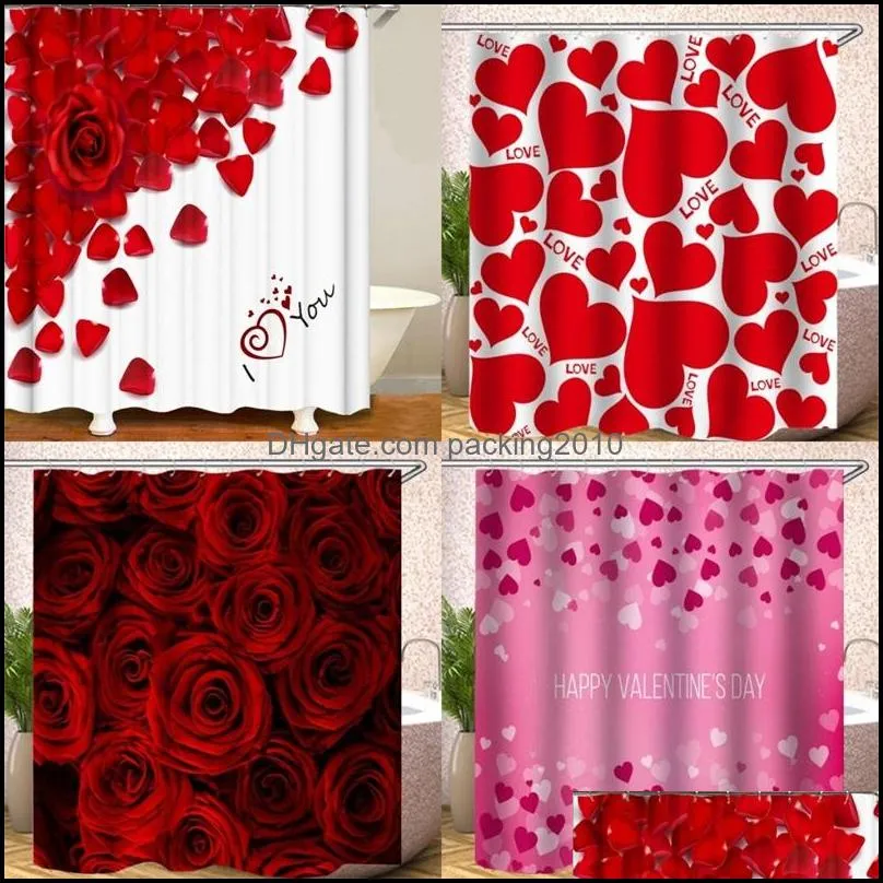 180x180cm bath shower curtain digital print water proofing polyester material curtains love rose petal pattern arrival 26hs b2