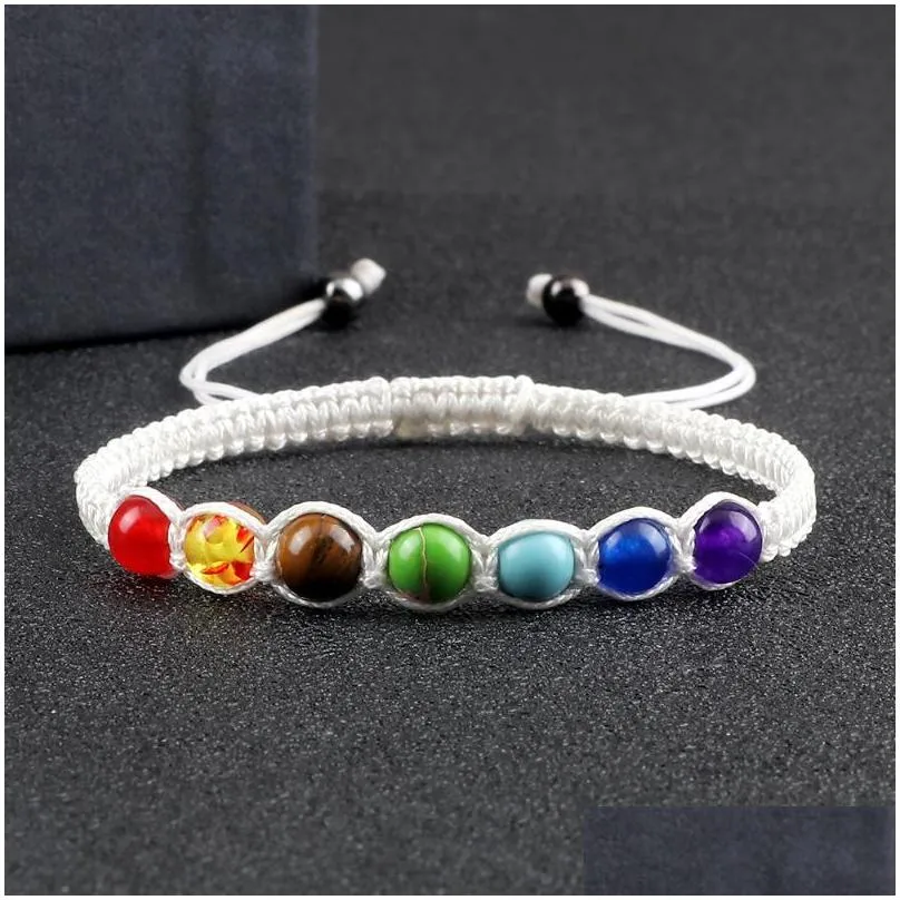 beaded strands natural stone bracelets 7 chakra healing braided adjustbale bracelet yoga banlance bangles fashion jewelry gift for