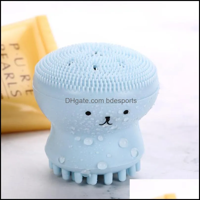 lovely cute octopus shape silicone facial cleaning brush deep pore cleaning exfoliator face washing skin care 152 g2