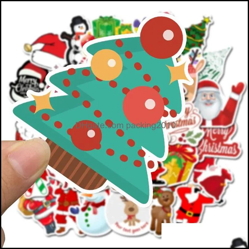 graffiti stickers rooms waterproof sticker cartoon happy christmas decorations stickers flower snowman santa claus no repetition 4 5sl