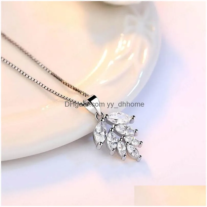 s925 sterling silver pendant necklace leaf charms necklaces wholesale