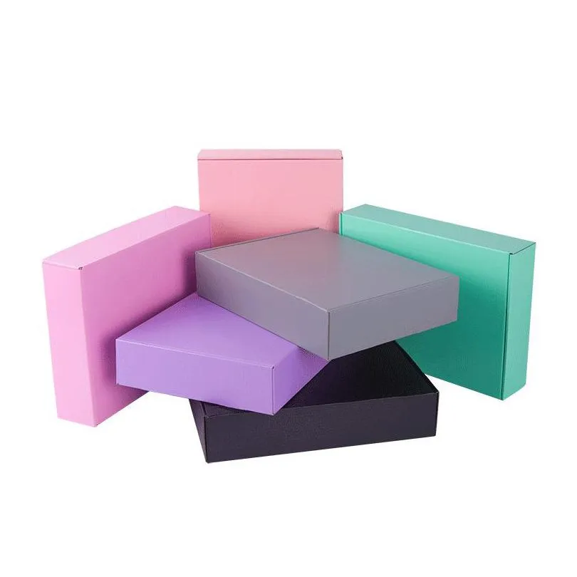 gift wrap 20pcs 15x15x5cm colorful pink green black kraft cardboard paper box carton corrugated boxes express packing 7 v2