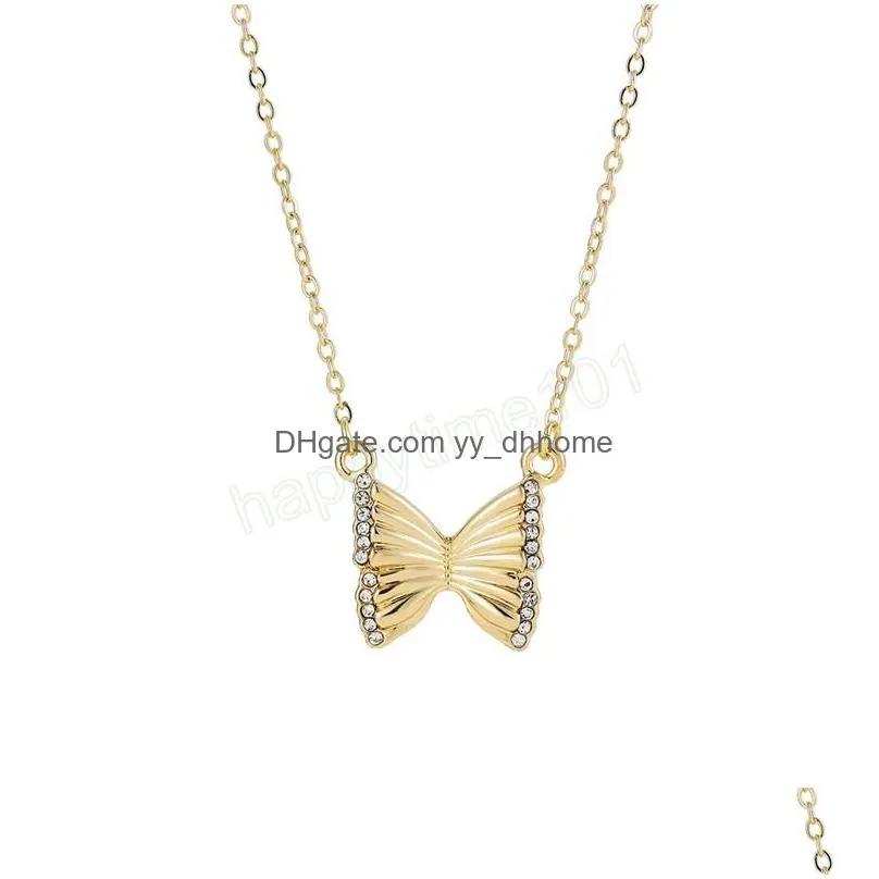 simple gold color metal butterfly pendant necklace for women fashion geometric animal link chain choker necklace jewelry