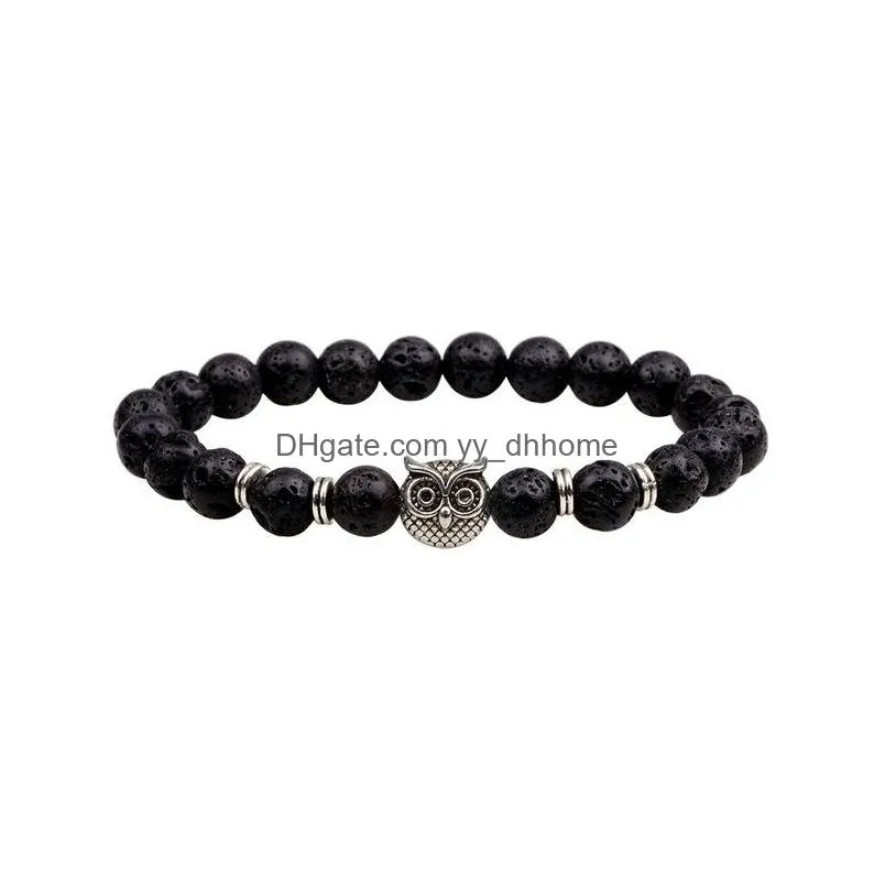 owl beads bracelets bangles charm natural stone bracelet yoga jewelry men women