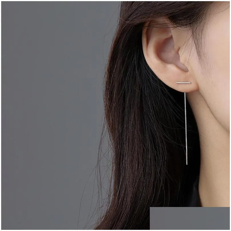 simple style chain tassel drop earrings for women long dangle earring piercing line accessories thin mini trendy ear jewelry 104 d3