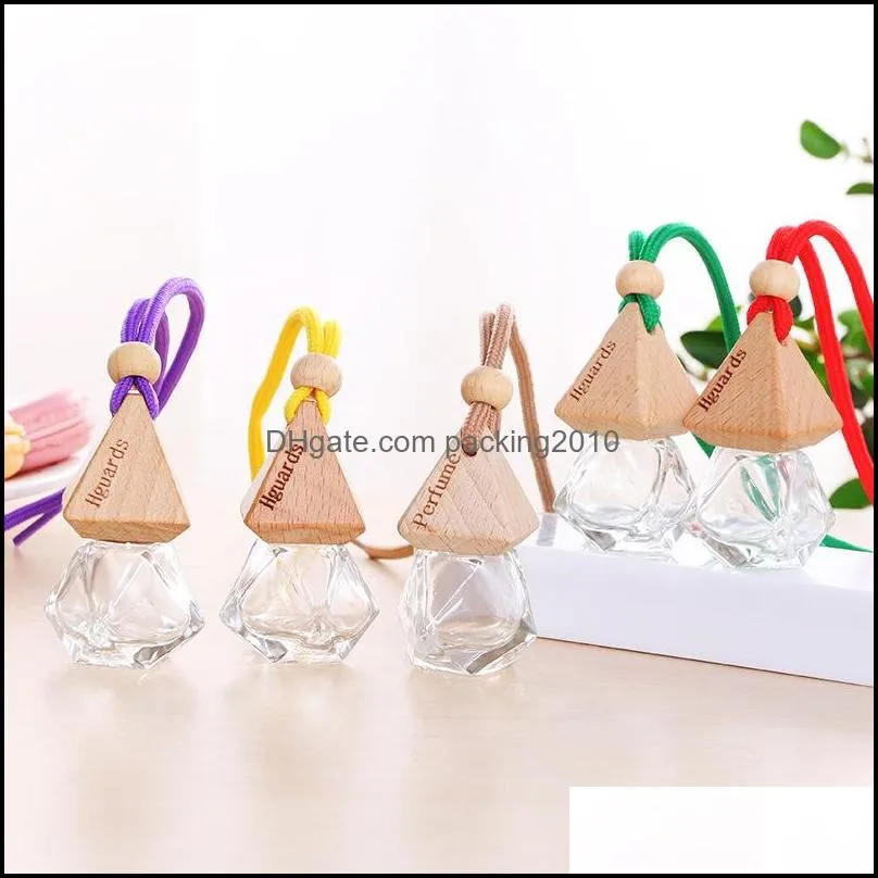 8ml automobile perfume bottle triangular rhombus empty glass car pendant diy  oil diffuser fashion car bottles 1 48by