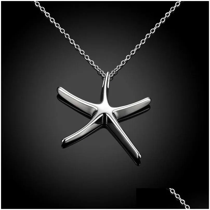  arrival fashion jewelry 925 sterling silver necklaces charms pendant big starfish pendant 20pcs/lot c3