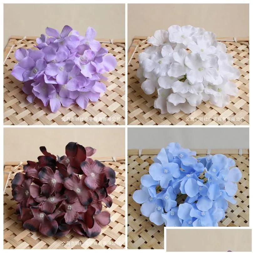 10pcs/lot colorful decorative flower head artificial silk hydrangea diy home party wedding arch background wall 2910 t2