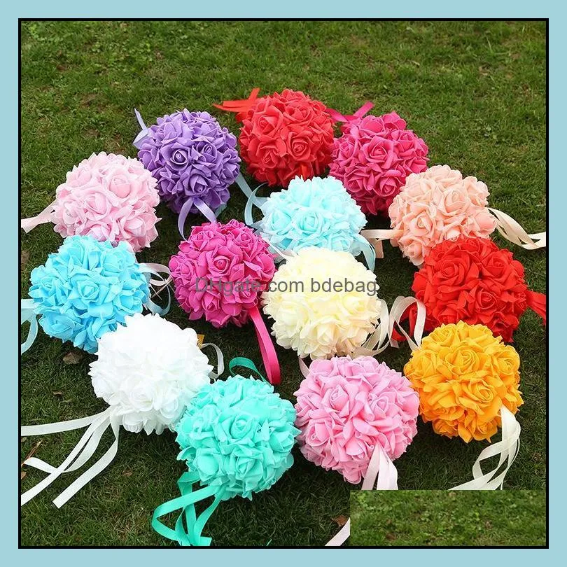 14cm fake flower ball romantic eva foam bouquet choice wedding rose flowers balls decorations 13jz ii