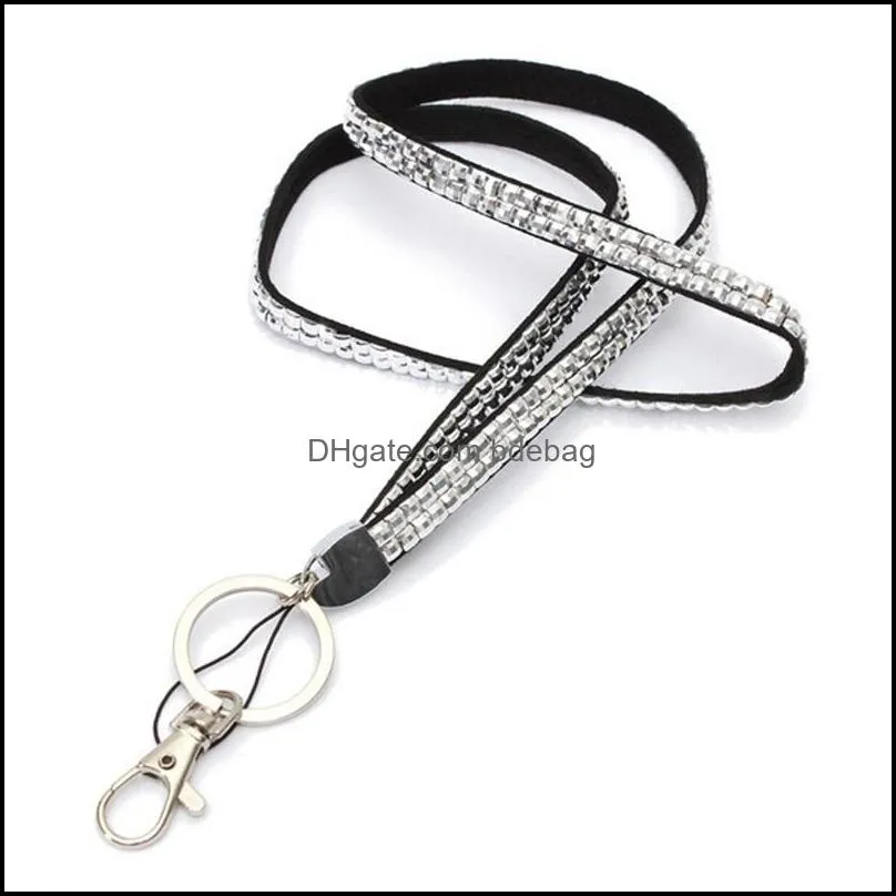 bling lanyard crystal rhinestone necklace party favor with claw clasp id badge holder for samsung s7 iphone cell phone straps charms 929