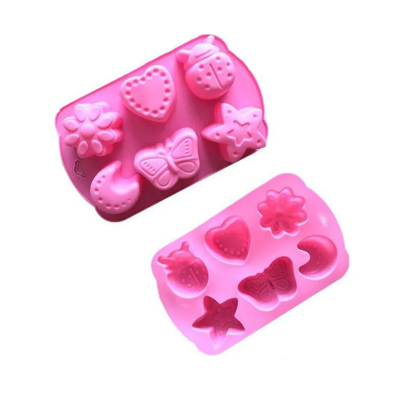 baking moulds 6 even insect moon love silicone cake gelly chocolate bakery molds manual cold soap mold pan for pastry form cupcake 4832