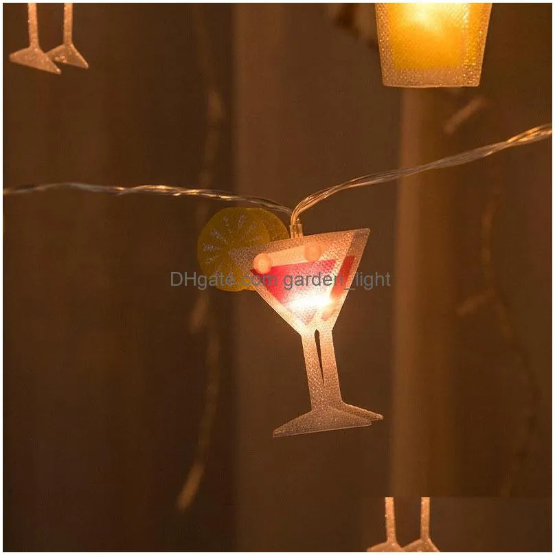 brelong bar atmosphere high quality color light string battery box decorative wine glass shape christmas lights
