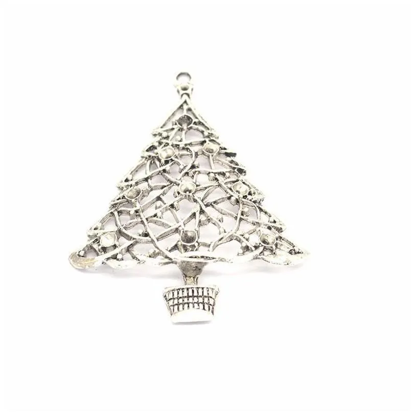 50 pcs large size christmas tree charm marry christmas day charms pendant in antique silver bronze color 62x48mm c3