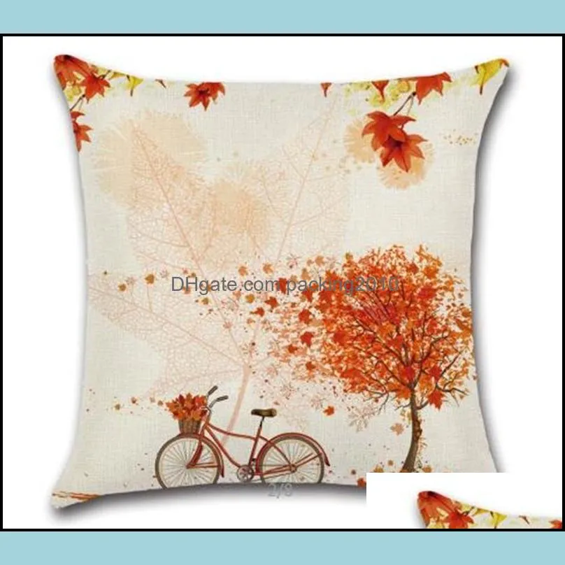 digital printing pattern pillow case thanksgiving maple leaf bicycle patterns cushion cases diy pillows cover selling 4 8xza l1