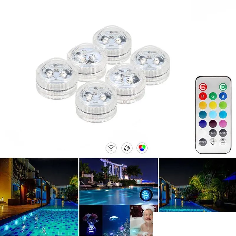remote controlled rgb submersible light battery operated underwater night lamp vase bowl outdoor garden wedding party decoration