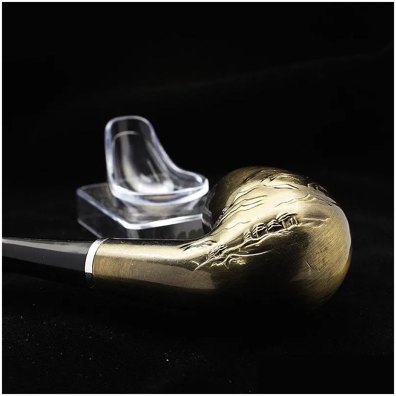 classic copper color resistant pipe filter smoking pipes herb tobacco pipes narguile grinder resin cigarette holder 20220531 t2